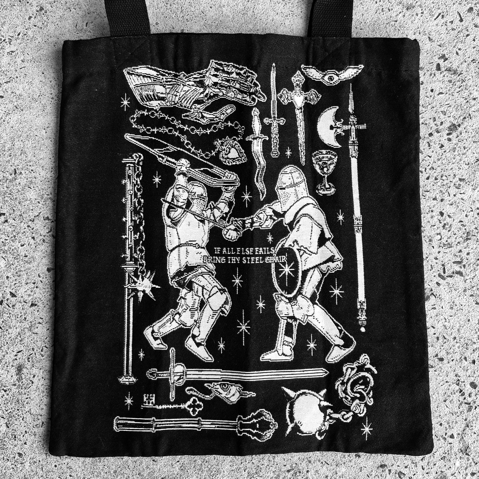 Double sided Knight knitted tote bag