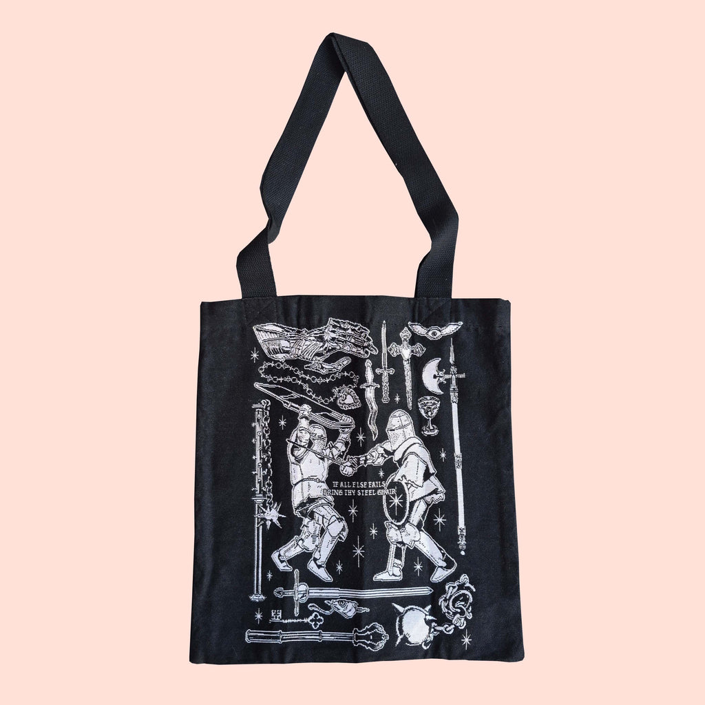 Double sided Knight knitted tote bag