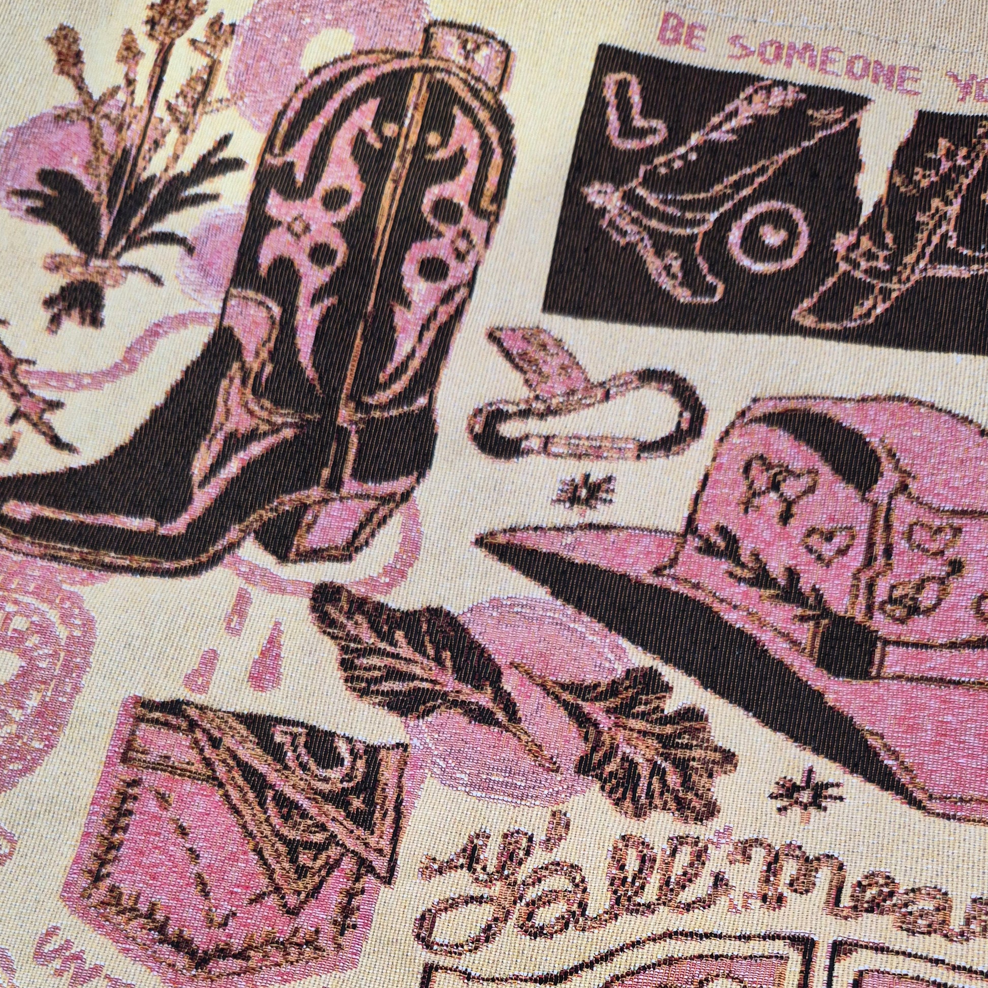 Double sided Western knitted tote bag