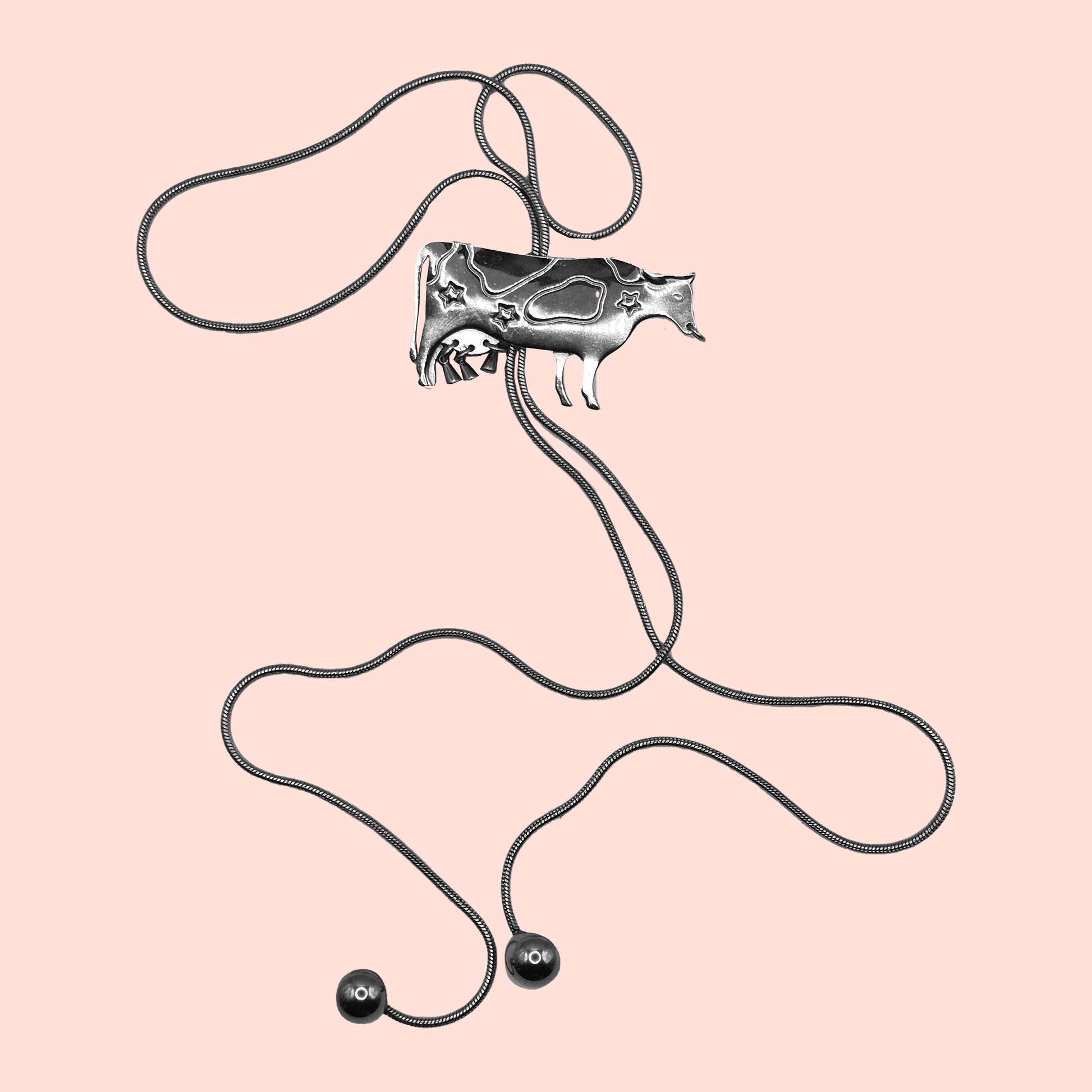 Metal Cow bolo tie