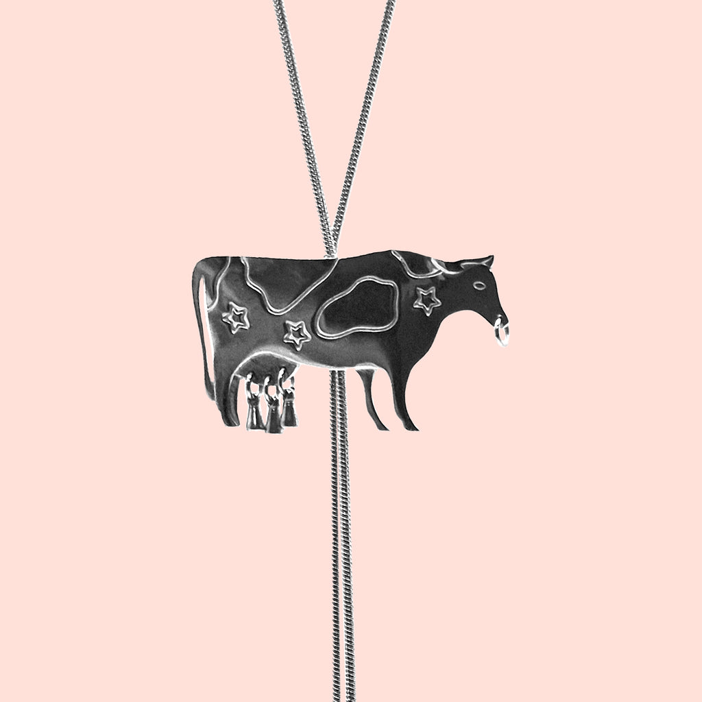Metal Cow bolo tie