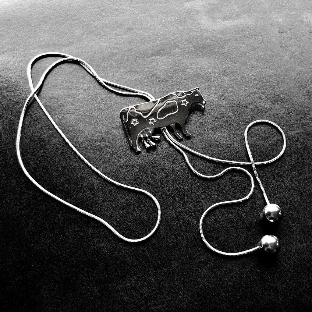 Metal Cow bolo tie