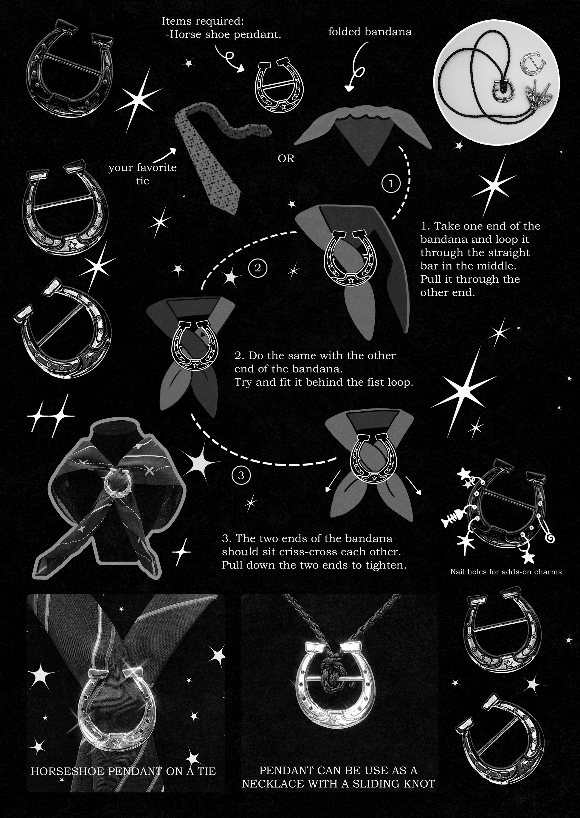 Metal Horseshoe Tie Charm